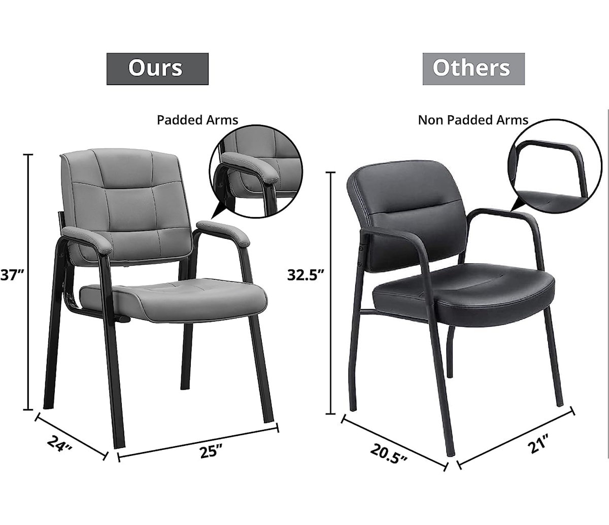 Office Guest Chair ,Faux Leather Seat Waiting Room Chair with Metal Frame, Reception Chair for Lobby (Set of 4)
